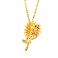 Elegant Sunflower Copper Plating Inlay Zircon 18k Gold Plated Pendant Necklace main image 4