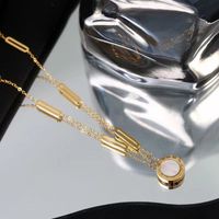 Acero Titanio Chapados en oro de 18k Elegante Embutido Número Acrílico Aretes Collar main image 3