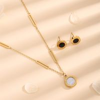 Titanium Steel 18K Gold Plated Elegant Inlay Number Acrylic Earrings Necklace main image 4
