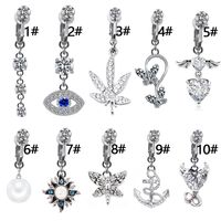 Simple Style Heart Shape Eye Stainless Steel Copper Plating Inlay Zircon White Gold Plated Gold Plated Belly Ring main image 1