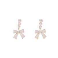 1 Pair Elegant Sweet Square Heart Shape Bow Knot Inlay Imitation Pearl Alloy Rhinestones Earrings main image 5