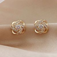 1 Pair Elegant Sweet Square Heart Shape Bow Knot Inlay Imitation Pearl Alloy Rhinestones Earrings sku image 13