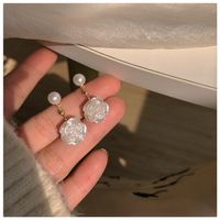 1 Pair Elegant Sweet Square Heart Shape Bow Knot Inlay Imitation Pearl Alloy Rhinestones Earrings sku image 34