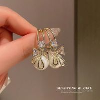 1 Pair Elegant Sweet Square Heart Shape Bow Knot Inlay Imitation Pearl Alloy Rhinestones Earrings sku image 62