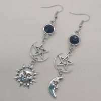 1 Pair Punk Pentagram Cross Moon Plating Alloy Drop Earrings sku image 5