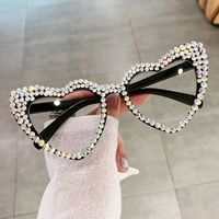 Sweet Simple Style Heart Shape Ac Special-shaped Mirror Inlaid Zircon Full Frame Women's Sunglasses main image 3