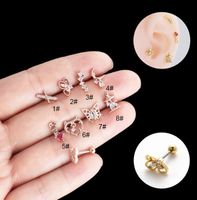 1 Piece Ear Cartilage Rings & Studs Streetwear Heart Shape Butterfly Copper Plating Inlay Zircon sku image 15