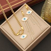 Stainless Steel 18K Gold Plated Streetwear Enamel Eye Bracelets Earrings Necklace main image 3