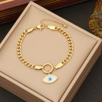 Stainless Steel 18K Gold Plated Streetwear Enamel Eye Bracelets Earrings Necklace sku image 1