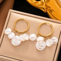 1 Pair Vintage Style C Shape Round Letter Plating 304 Stainless Steel Plastic 18K Gold Plated Drop Earrings main image 4