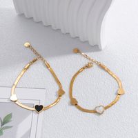 Simple Style Heart Shape Stainless Steel Inlay Zircon 18k Gold Plated Bracelets main image 4