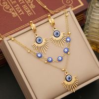 Stainless Steel 18K Gold Plated Streetwear Layered Plating Eye Bracelets Earrings Necklace main image 6