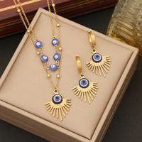 Stainless Steel 18K Gold Plated Streetwear Layered Plating Eye Bracelets Earrings Necklace main image 5