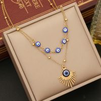 Exaggerated Bohemian Hand Eye Stainless Steel Layered Enamel Layered Necklaces main image 4