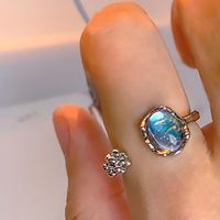 Simple Style Shiny Round Square Water Droplets Alloy Irregular Plating Inlay Artificial Gemstones Artificial Crystal Artificial Diamond Gold Plated Silver Plated Women's Open Rings main image 2