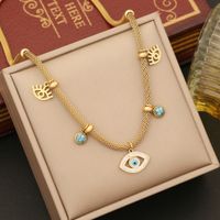 Stainless Steel 18K Gold Plated Retro Bohemian Plating Inlay Eye Artificial Diamond Turquoise Bracelets Earrings Necklace sku image 3