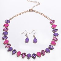 Elegant Luxurious Shiny Water Droplets Alloy Chain Inlay Resin Women's Jewelry Set sku image 1