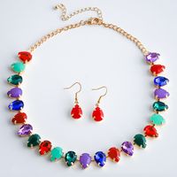 Elegant Luxurious Shiny Water Droplets Alloy Chain Inlay Resin Women's Jewelry Set sku image 4