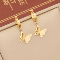 Stainless Steel 18K Gold Plated Bohemian Simple Style Plating Hollow Out Inlay Animal Butterfly Turquoise Bracelets Earrings Necklace sku image 1