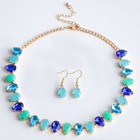 Elegante Lujoso Brillante Gotitas De Agua Aleación Cadena Embutido Resina Mujeres Conjunto De Joyas sku image 3