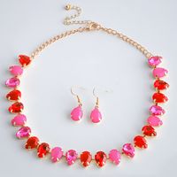 Elegant Luxurious Shiny Water Droplets Alloy Chain Inlay Resin Women's Jewelry Set sku image 5