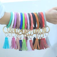 Simple Style Tassel Solid Color Pu Leather Silica Gel Women's Bag Pendant Keychain main image 1