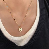 Modern Style Heart Shape Titanium Steel Earrings Necklace main image 4