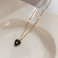 Modern Style Heart Shape Titanium Steel Earrings Necklace sku image 1