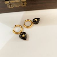 Modern Style Heart Shape Titanium Steel Earrings Necklace sku image 5