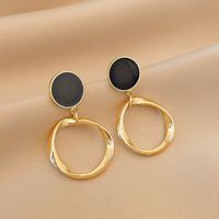 1 Pair Simple Style Round Square Heart Shape Alloy Plating Inlay Rhinestones Pearl Women's Drop Earrings sku image 5