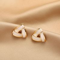 1 Pair Simple Style Round Square Heart Shape Alloy Plating Inlay Rhinestones Pearl Women's Drop Earrings sku image 10