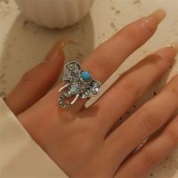 Wholesale Jewelry Ethnic Style Cool Style Elephant Alloy Turquoise Plating Inlay Open Rings main image 1