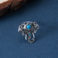 Wholesale Jewelry Ethnic Style Cool Style Elephant Alloy Turquoise Plating Inlay Open Rings main image 2