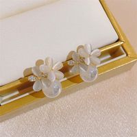 1 Pair Ig Style Sweet Flower Plating Inlay Alloy Artificial Pearls Rhinestones Opal Ear Studs main image 2