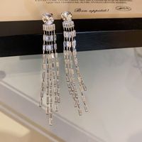 Fashion Alloy Diamond-studded Geometric Earrings Long Tassel Flower Earrings sku image 23