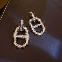 Fashion Geometric Diamond Copper Artificial Gemstones Earrings sku image 5