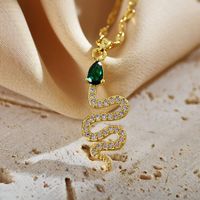 Simple Style Snake Copper Inlay Zircon Necklace main image 1