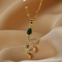 Simple Style Snake Copper Inlay Zircon Necklace main image 6