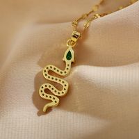 Simple Style Snake Copper Inlay Zircon Necklace main image 3