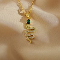 Simple Style Snake Copper Inlay Zircon Necklace main image 2