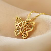 Süss Einfacher Stil Schmetterling Kupfer Inlay Zirkon Halskette Mit Anhänger main image 5
