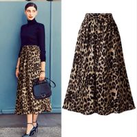Winter Spring Autumn Casual Leopard Polyester Midi Dress Skirts main image 1