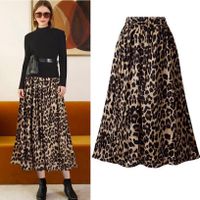 Winter Spring Autumn Casual Leopard Polyester Midi Dress Skirts main image 3