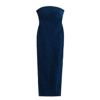 Women's Sheath Dress Classic Style Strapless Washed Sleeveless Solid Color Midi Dress Street main image 5