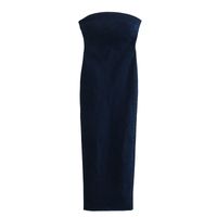 Women's Sheath Dress Classic Style Strapless Washed Sleeveless Solid Color Midi Dress Street main image 4