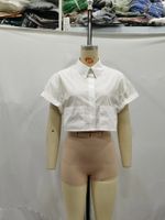 Women's Blouse Short Sleeve Blouses Pocket Classic Style Solid Color main image 4