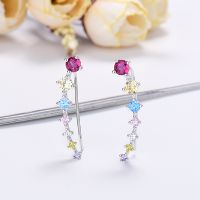 1 Pair Glam Solid Color Plating Inlay Sterling Silver Zircon Ear Studs main image 2