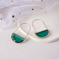 1 Pair Elegant U Shape Inlay Alloy Artificial Gemstones Hoop Earrings main image 3