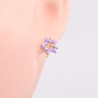 1 Pair Fairy Style Sweet Flower Enamel Plating Inlay Sterling Silver Zircon White Gold Plated Gold Plated Ear Studs main image 4
