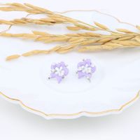 1 Pair Fairy Style Sweet Flower Enamel Plating Inlay Sterling Silver Zircon White Gold Plated Gold Plated Ear Studs main image 1
